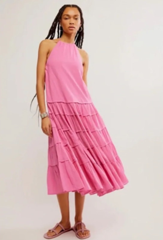 Free People X Free-Est Somewhere Sunny Maxi Dress Island Flower Pink Rose L Nwt